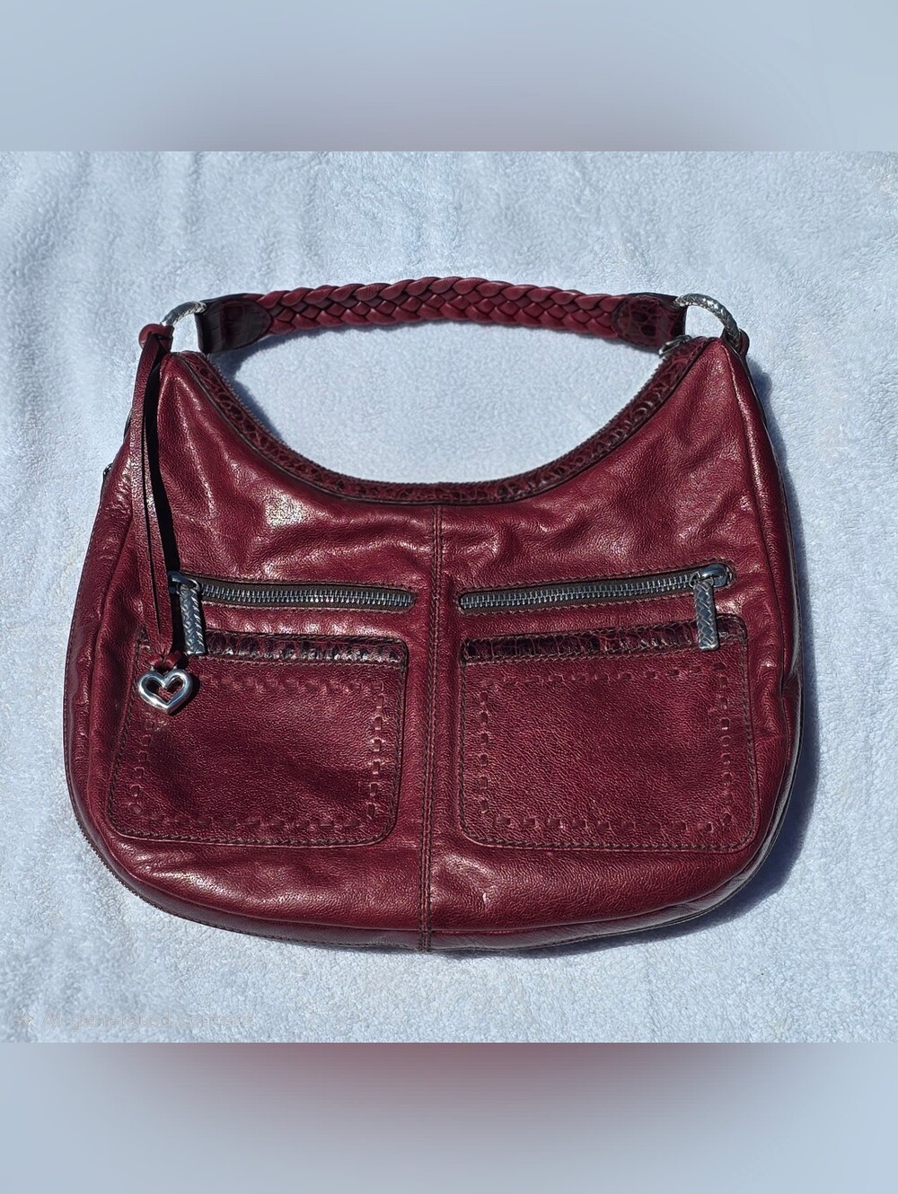 Brighton Florencia Valencia Burgundy Leather Expandable Hobo Bag
